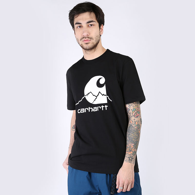 мужская черная футболка Carhartt WIP S/S Outdoor C T-Shirt I027751-blk/wht - цена, описание, фото 1